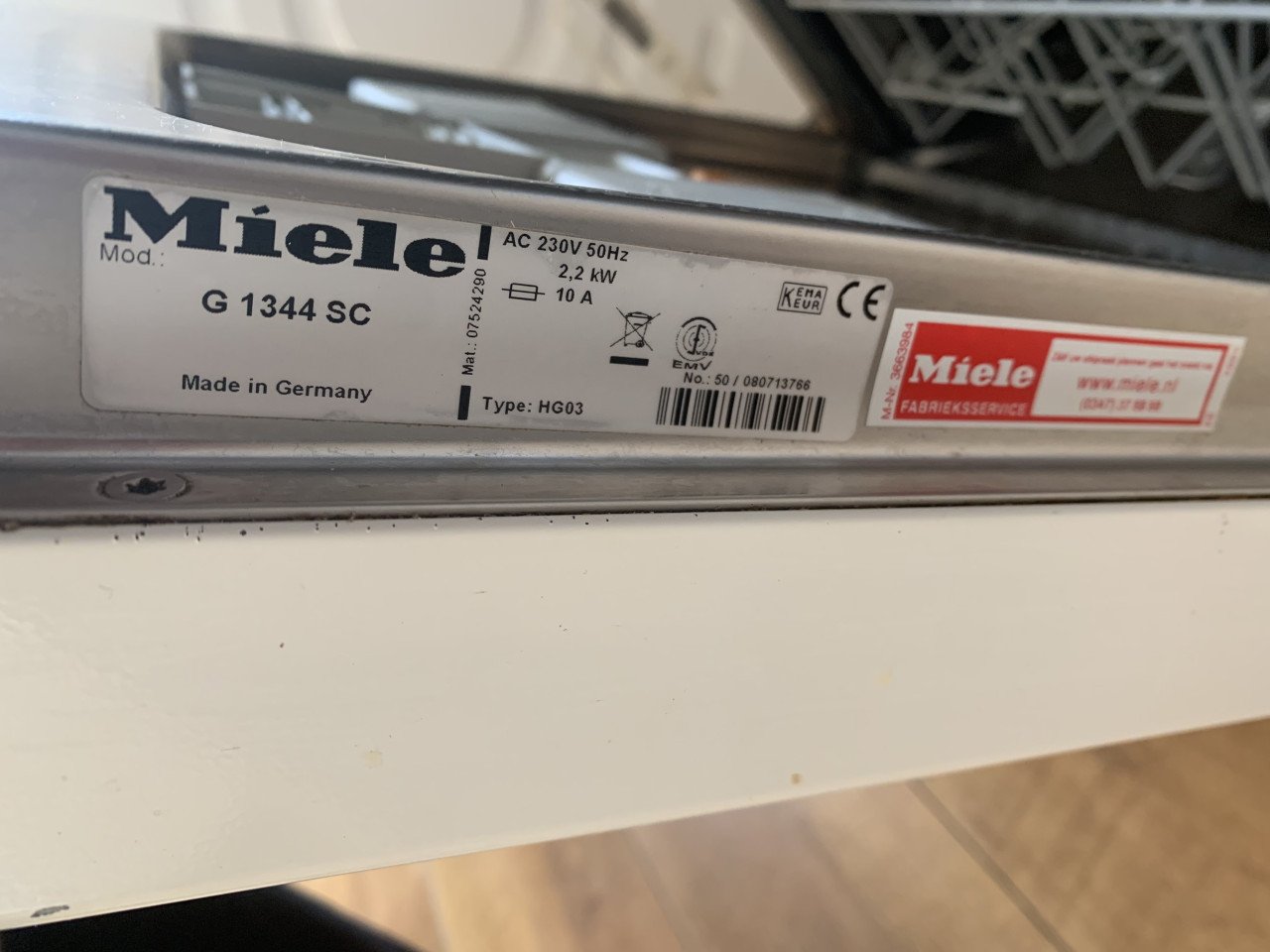 Vaatwasser miele werkt prima
