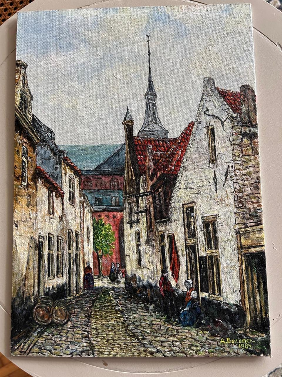 Schilderij dorpsstraat te koop
