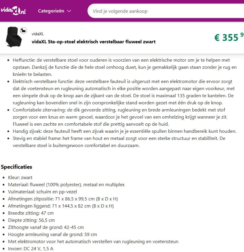 Sta op - relax stoel