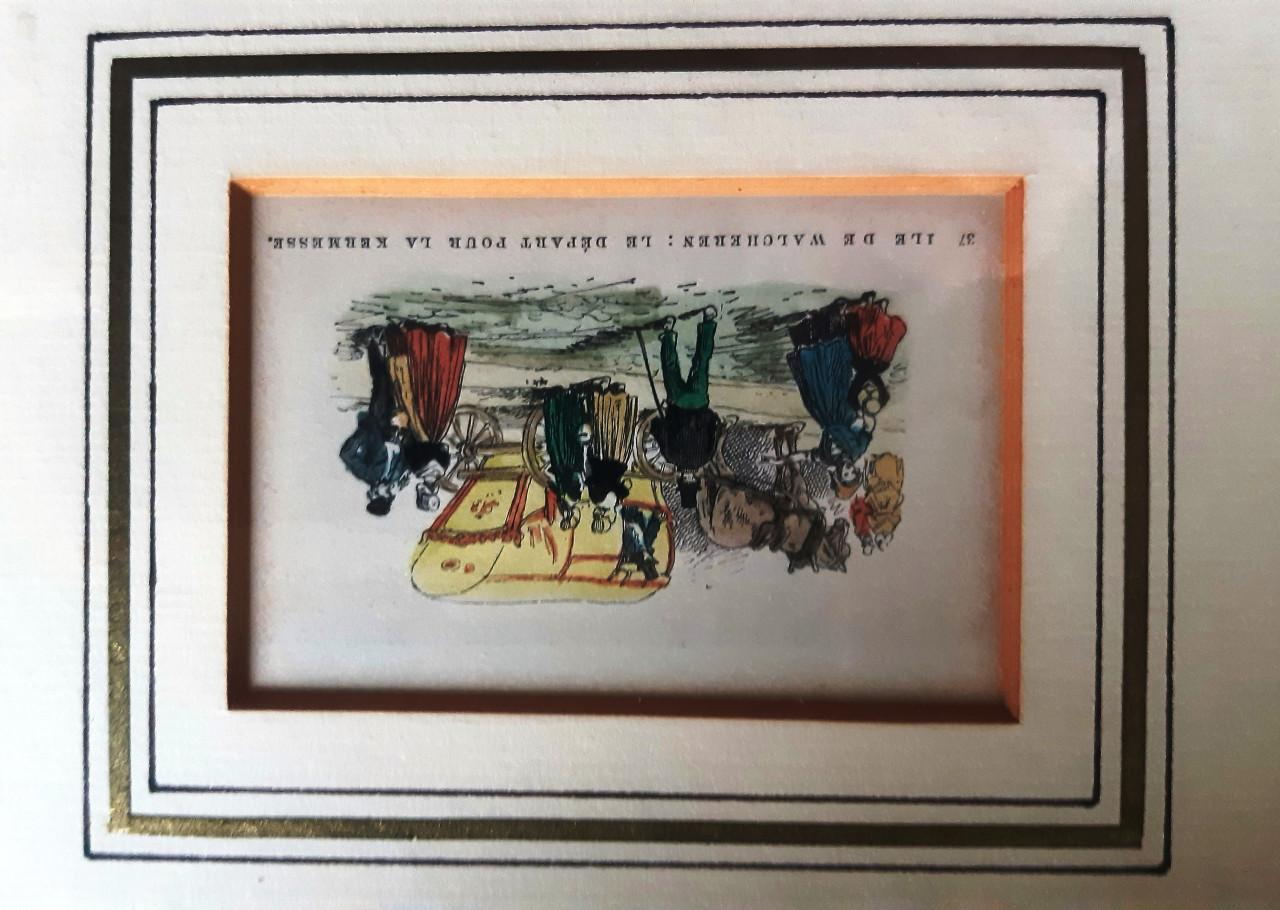 Zeeland Walcheren klederdracht kermis: Ingekleurde houtgravure 1881