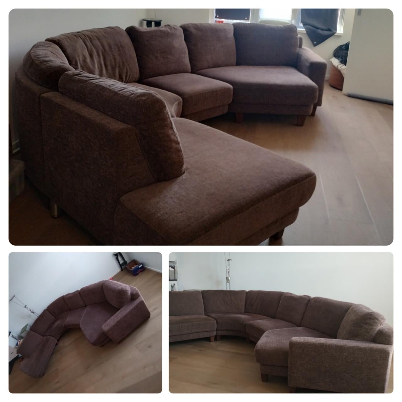 Zit/lounge hoekbank, stof, in zeer goede staat.