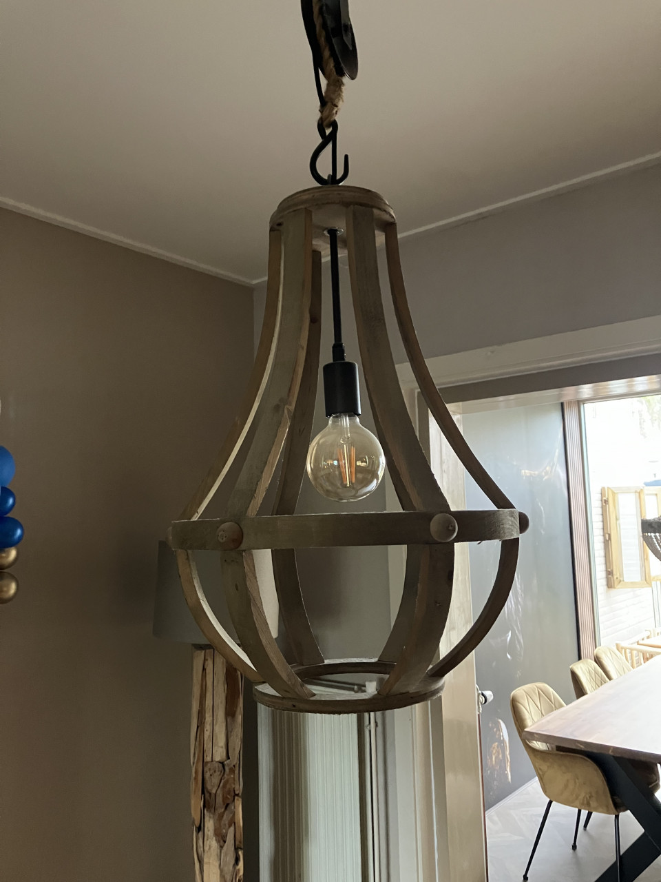 Landelijke houten hanglamp Liberty Bell