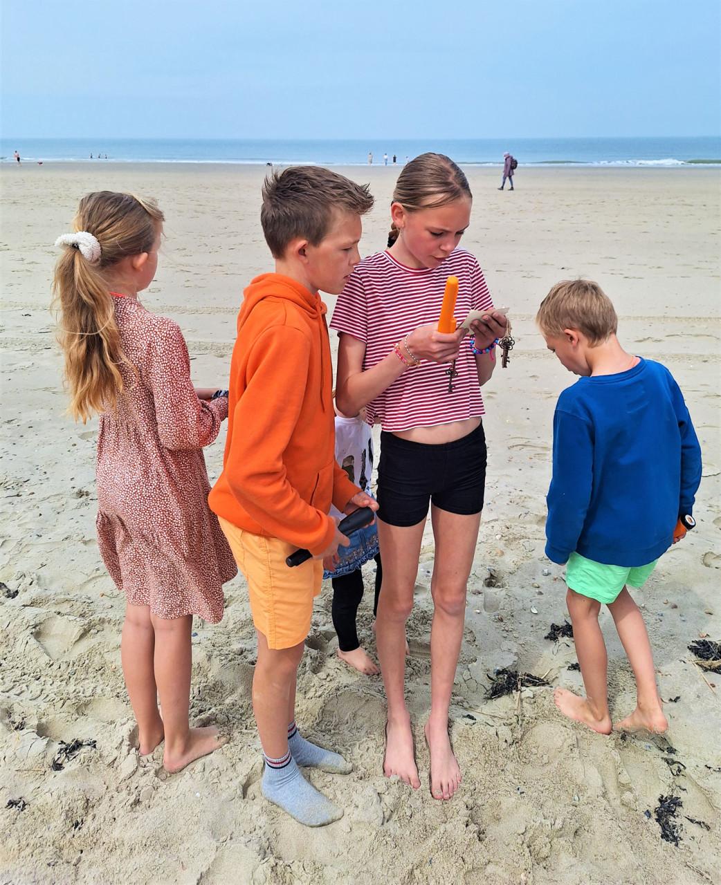 Familie en vriendengroep activiteiten met de metaaldetector