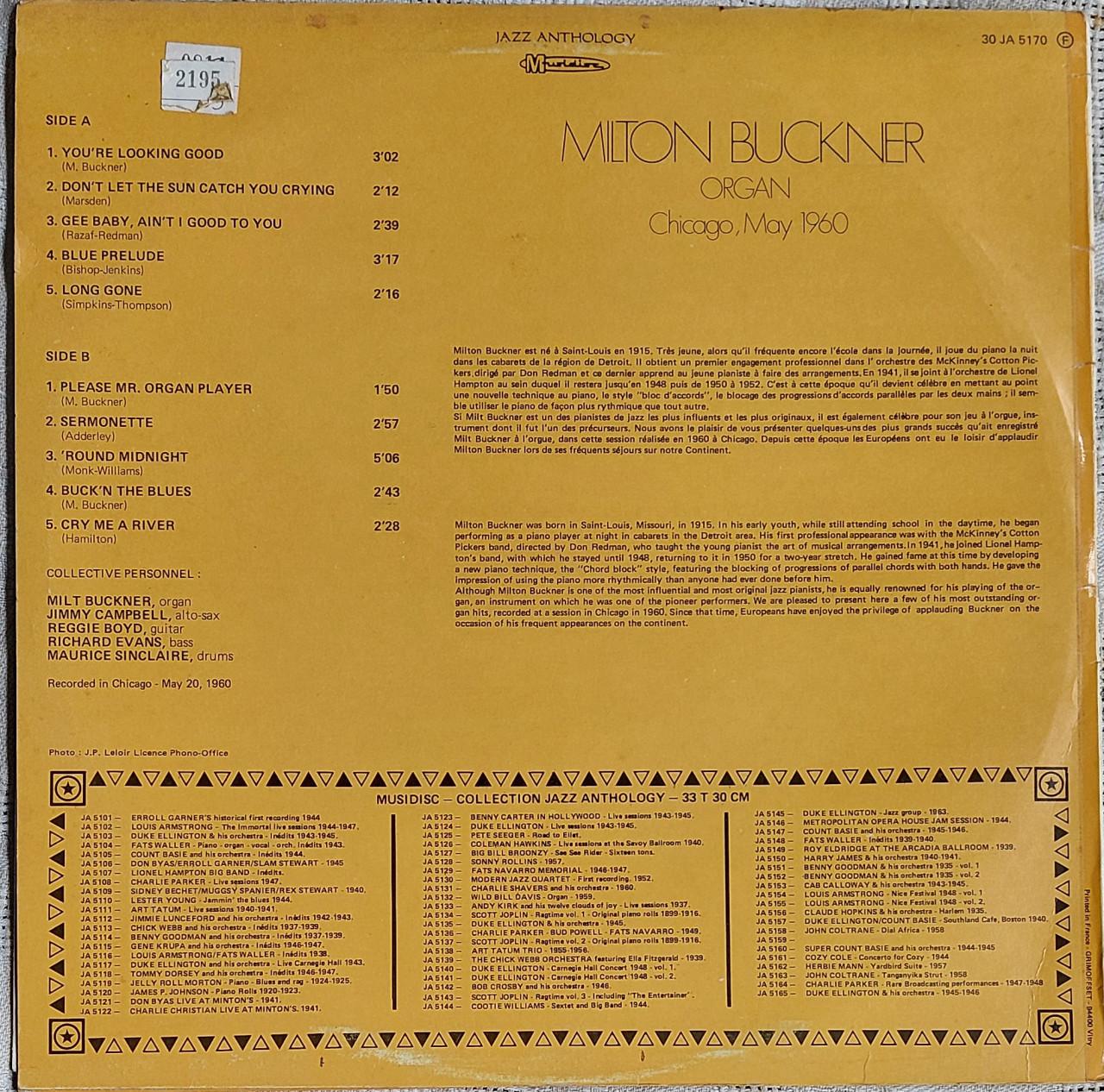 Milton Buckner Organ 1960