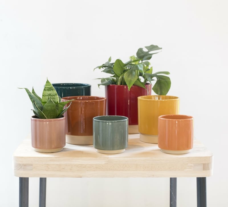 Set van 2 bloempotten  Gina Da Eno Duo geel NIEUW 10 x 11 cm.