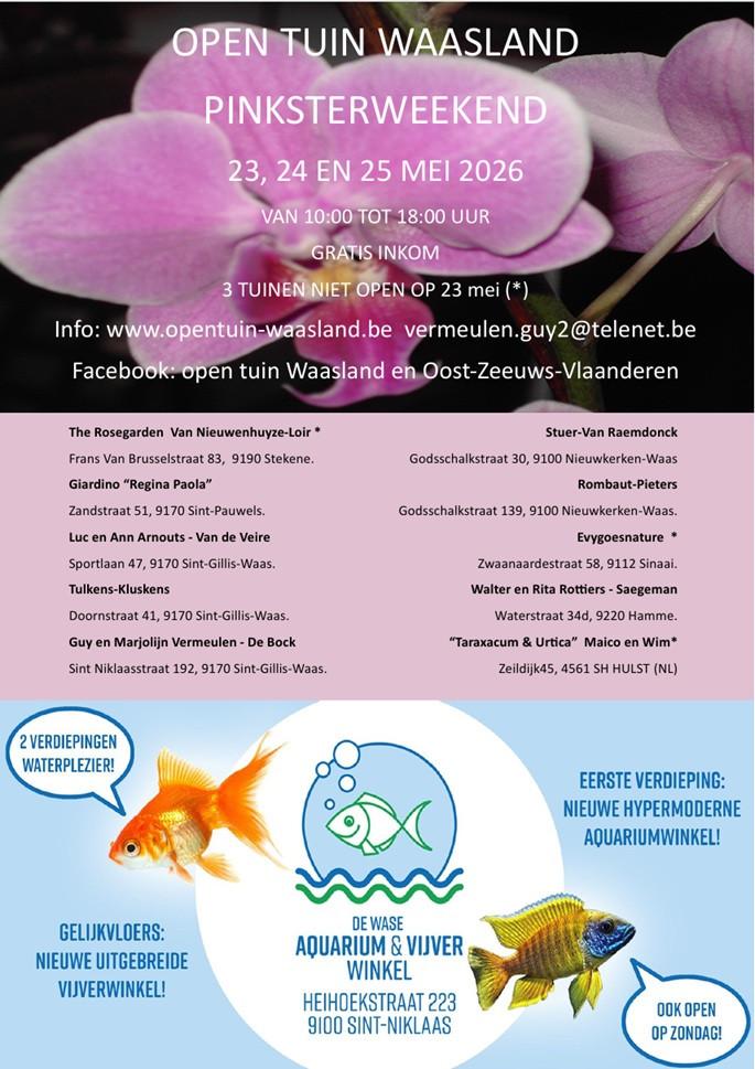 Route: Open Tuinen Waasland tijdens het Pinksterweekend, inkom gratis !