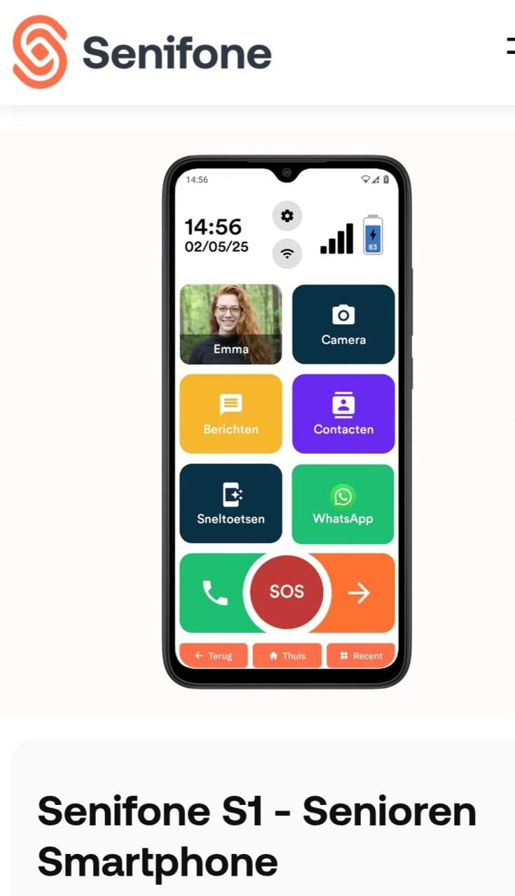 Seniphone S1 32 GB Senioren met hoesje