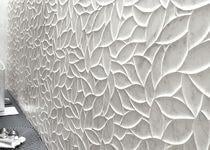 3035-289 Decor wandtegel met bladeren in reliëf, beige, 40x120 cm