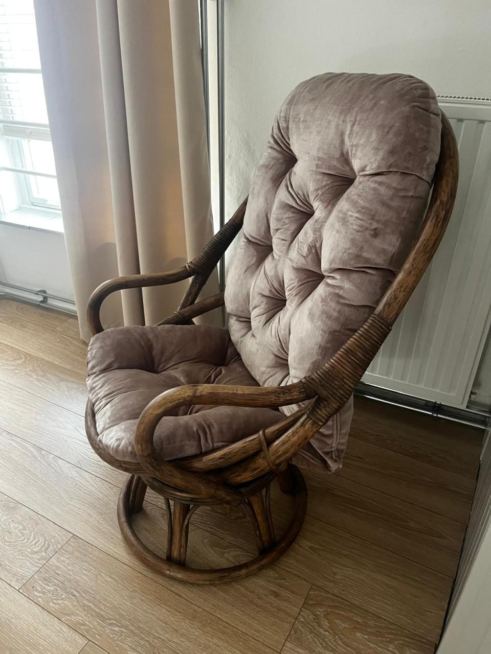 Vintage Rotan draaistoel incl zitkussen