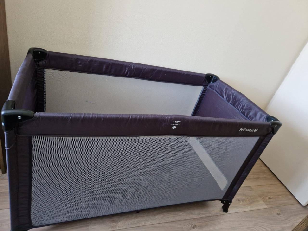 Prenatal campingbed donkergrijs met matras