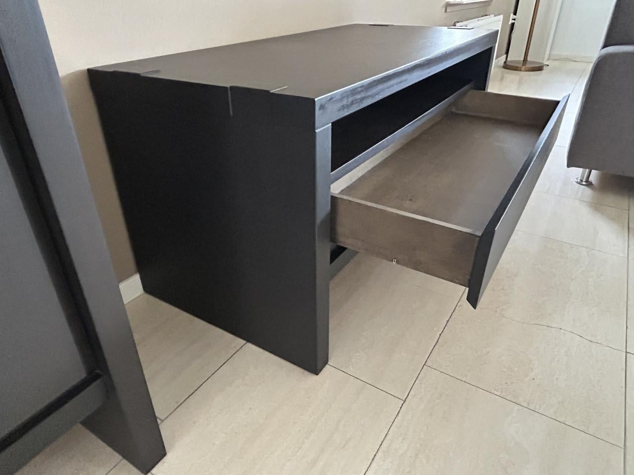 Zwart eiken TV/Audio meubel met lade