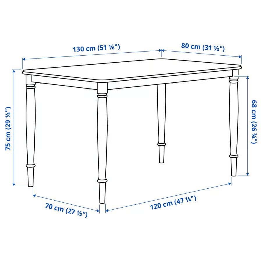 Eettafel wit 130x80