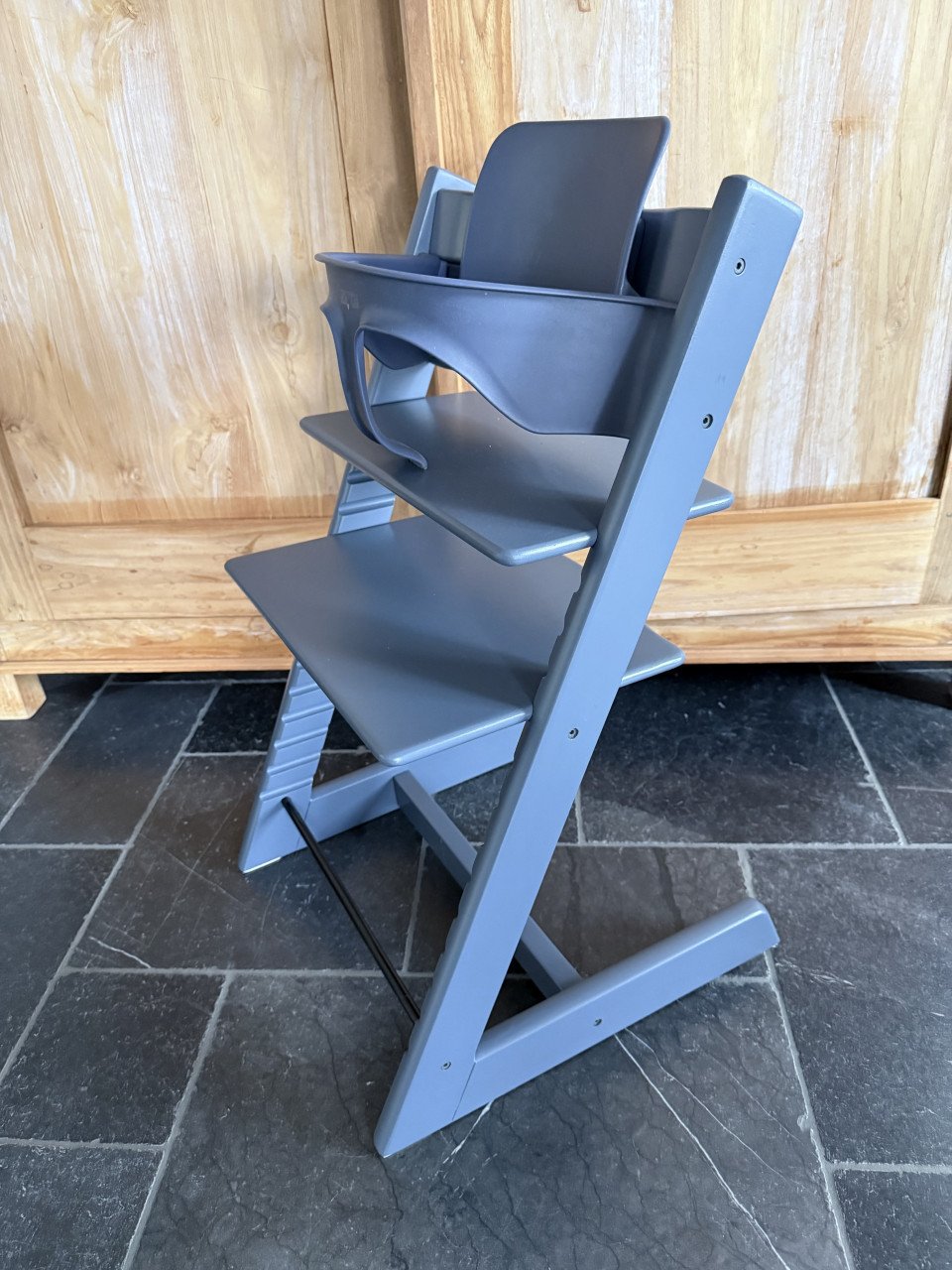 Stokke trip trap Fjord Blue met babysit en kussen