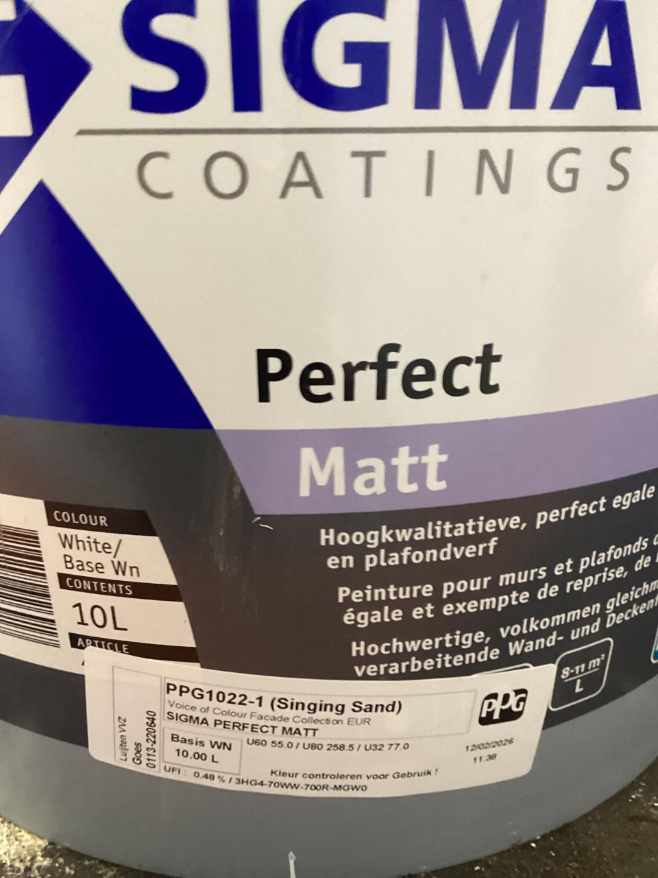 Sigma perfect mat 1022-1. en ral 9016 samen 14 liter