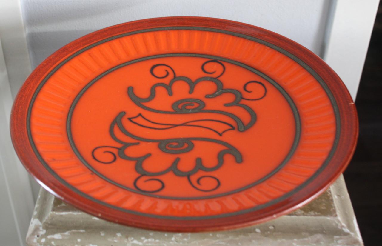 Retro bord oranje  met print