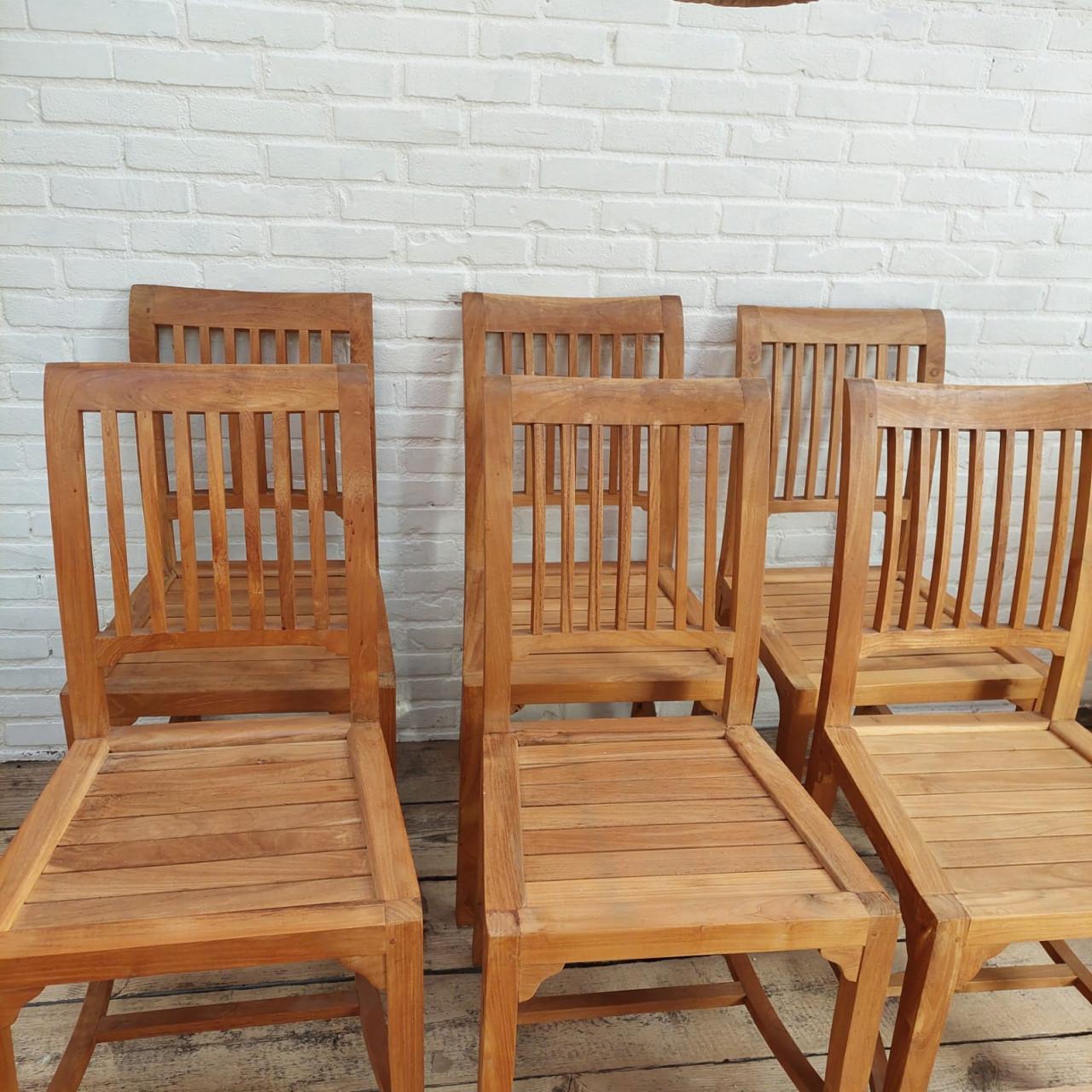 Zes teakhouten stoelen eetkamer,tuin