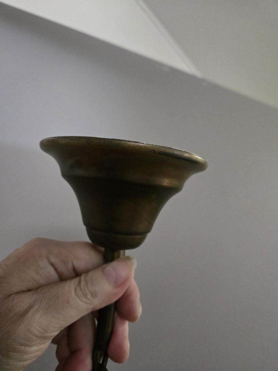 Antieke messing bolkroonluchter 5 arms in Vlaams-Nederlandse stijl, Ø50 cm