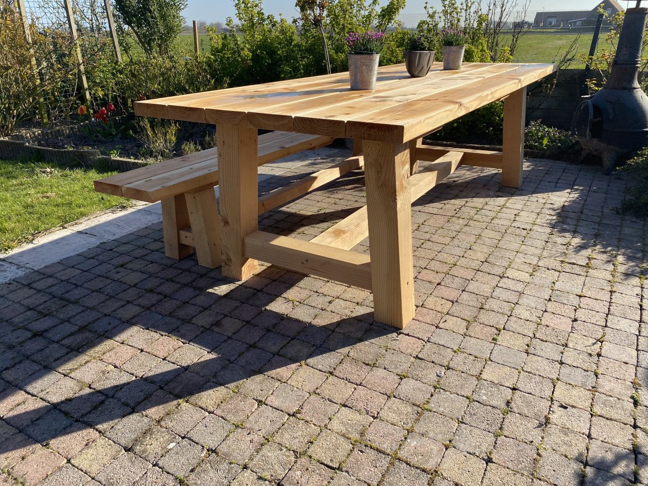 Douglas houten tuintafel & bankje