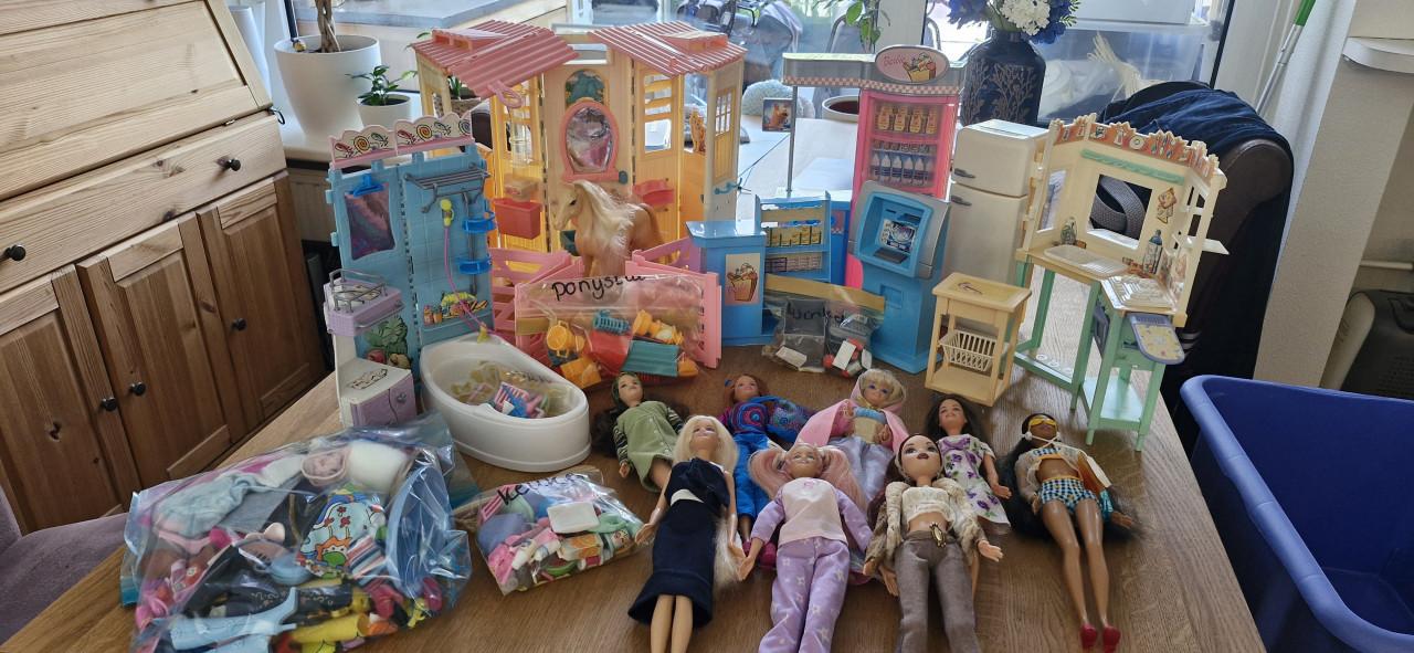 Doos vol Barbie poppen/spullen