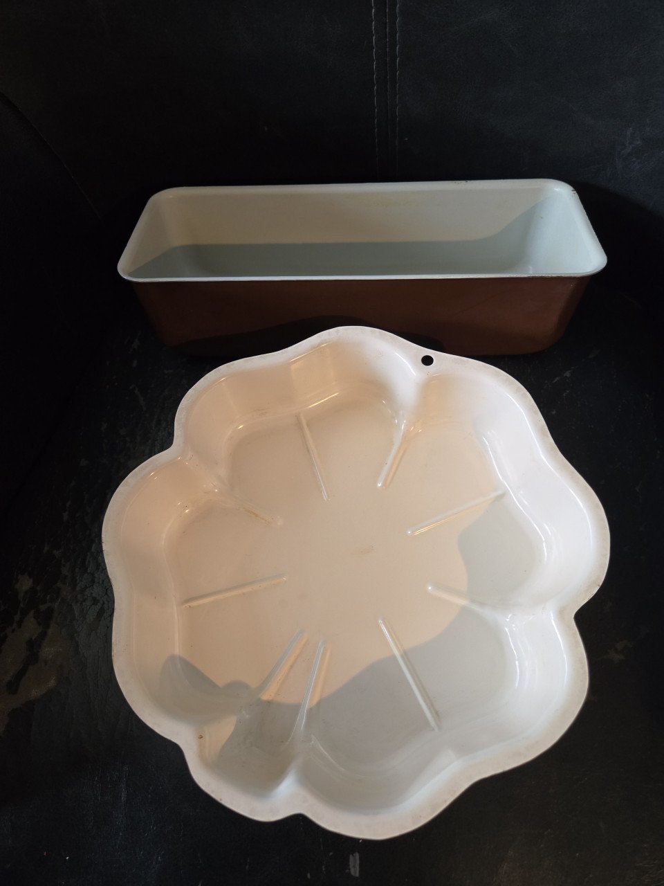 Cakeblik en bakblik Klavertje 4, bruin/wit