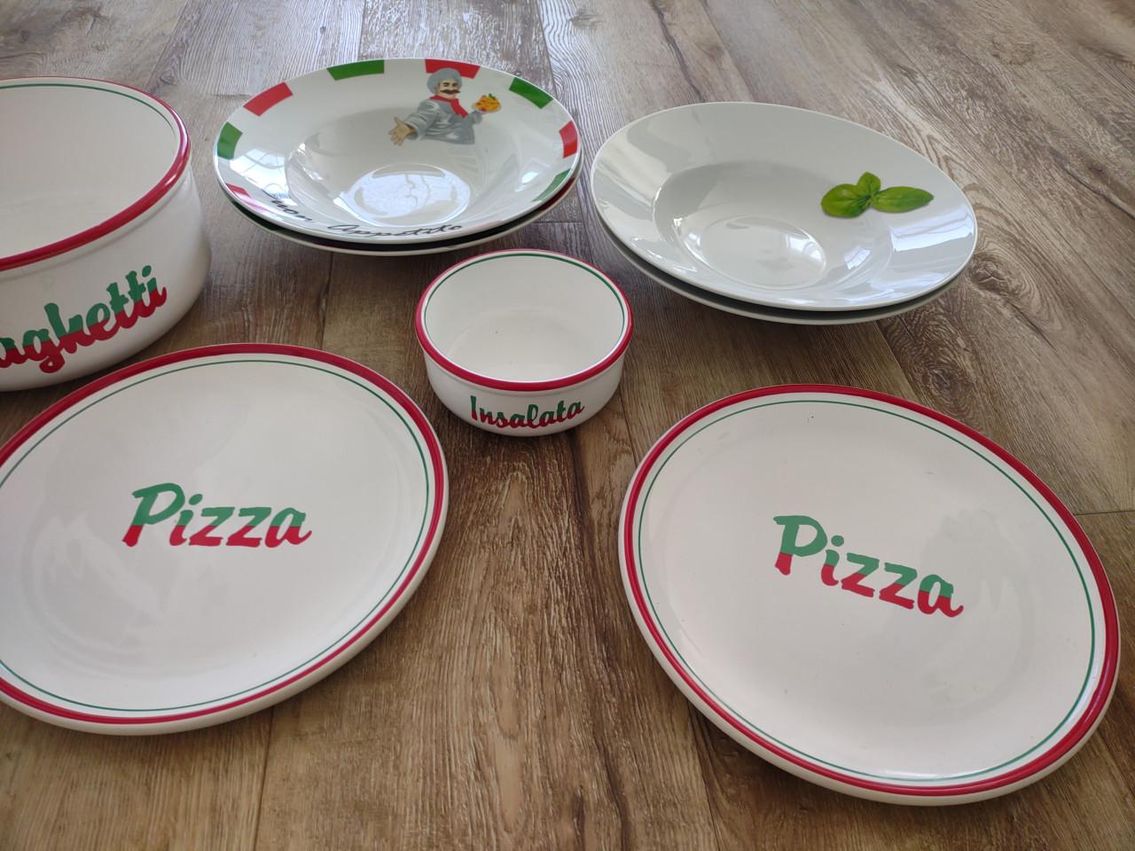 Prachtig compleet pasta en pizza servies, Italiaans servies.