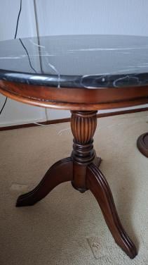 Bijzettafel  rond met marmer blad