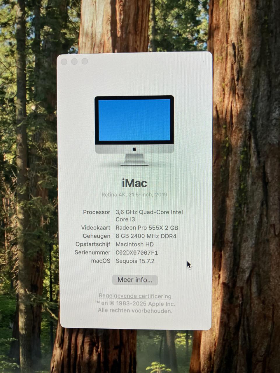 IMac (Retina 4K, 21,5-inch, modeljaar 2019)  (nieuw gekocht 2021) zgan