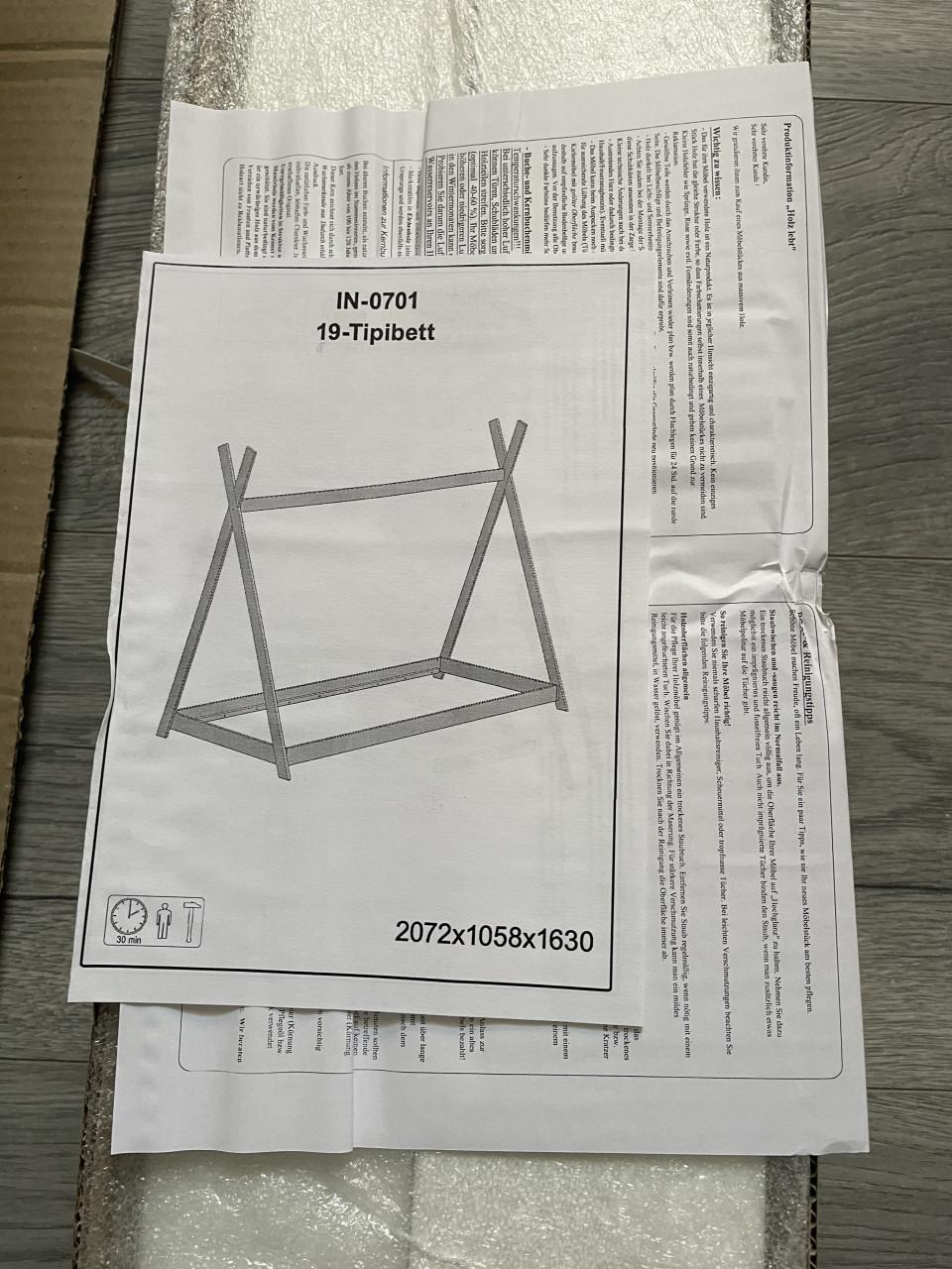 Nieuw eenpersoonsbed: kinderbed peuterbed wit hout tipi