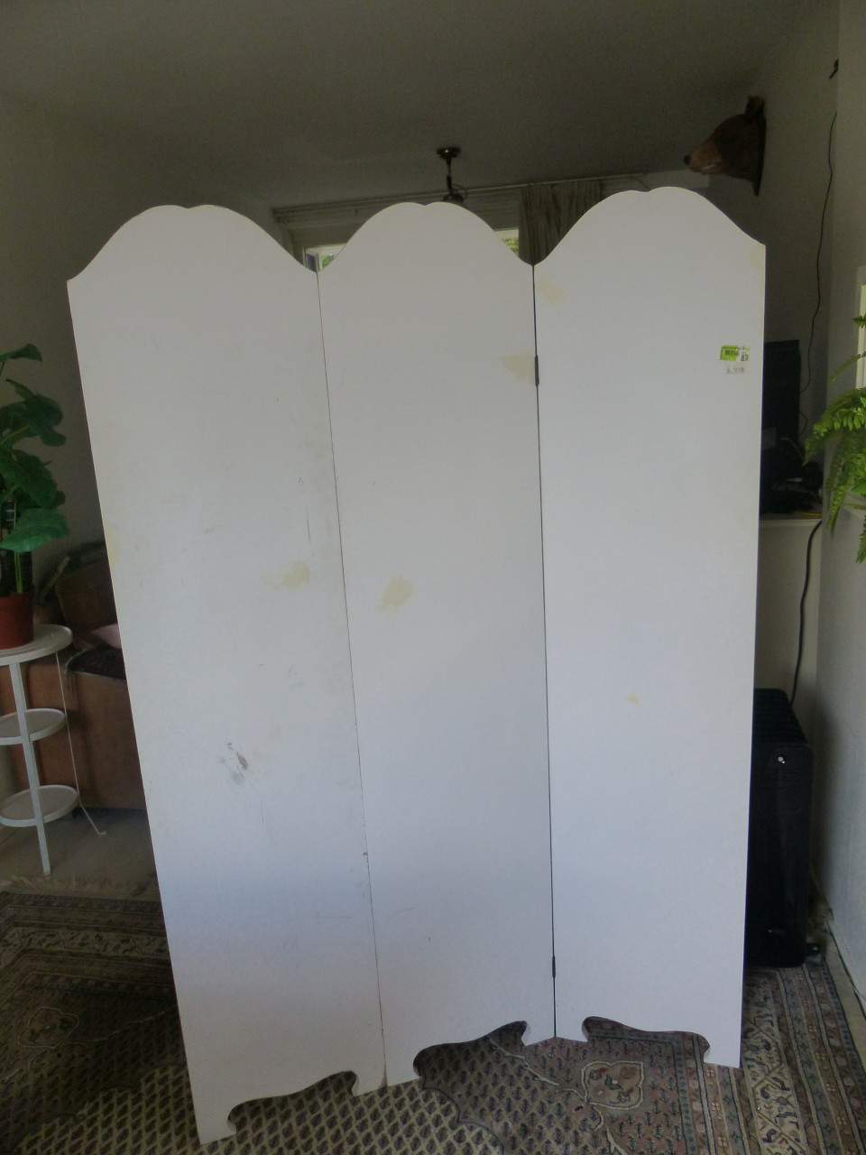 Kamesscherm brokant roomdivider bloemen geschilderd hout zwaar 40(3x)x180