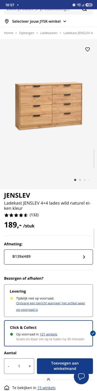 JYSK JENSLEV ladekast 4+4 lades – nette staat