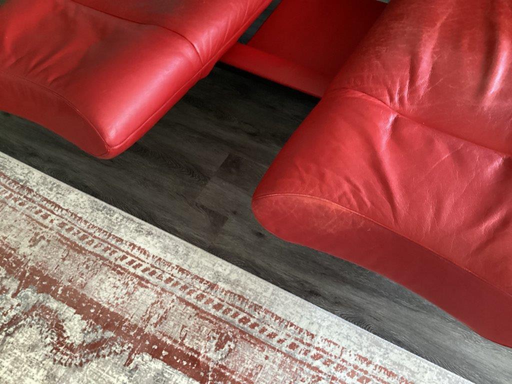Leolux design bank draaibare zittingen rood echt leer
