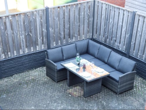 Tuinset-Loungeset Hoekbank Dark Grey met Hoge Tafel