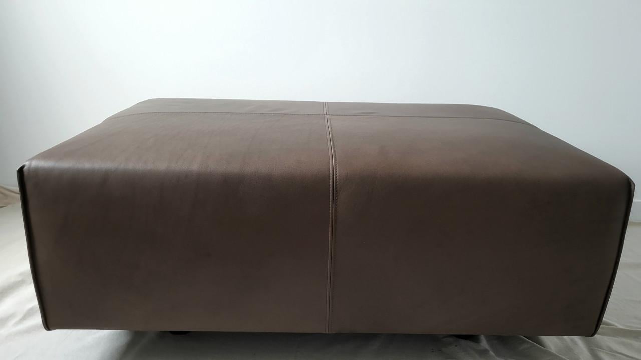 Bruin Lederen Design Poef