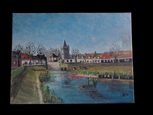 Schilderij Baarland, Dorpsplein.