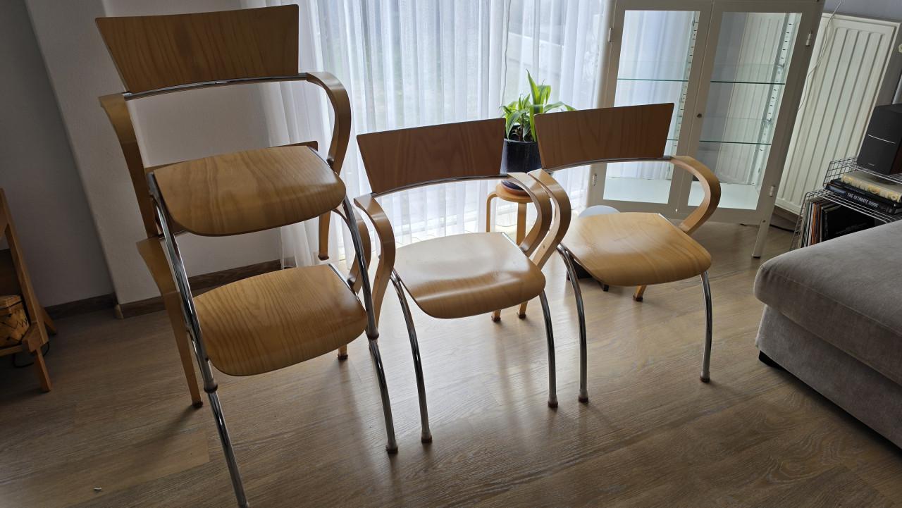 4x vintage design eetkamer stoelen "Can Can" van Komplot Design