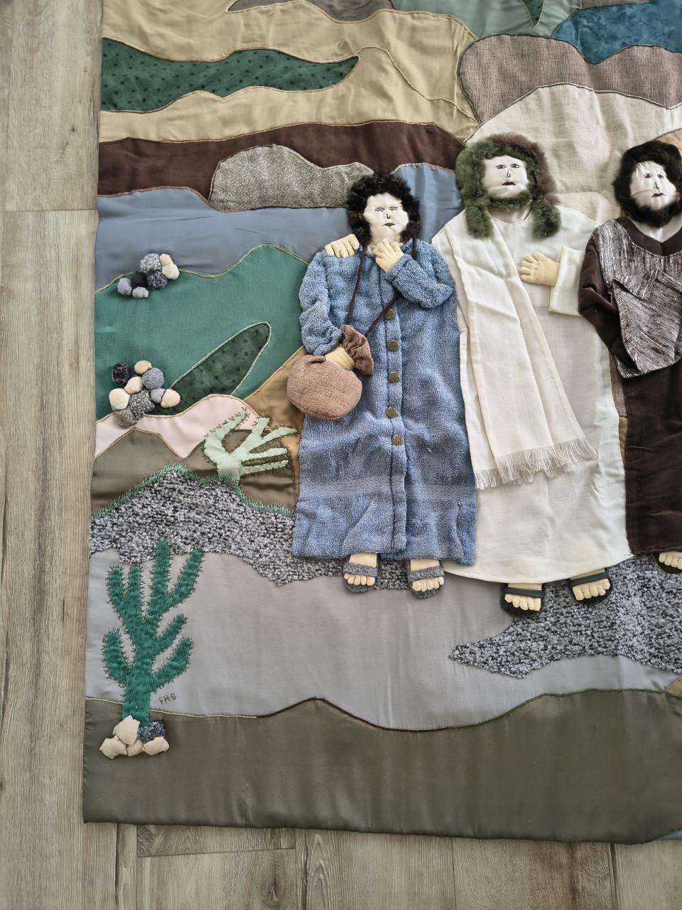 Uniek handgemaakt wandkleed de drie wijzen, Bijbels wanddoek