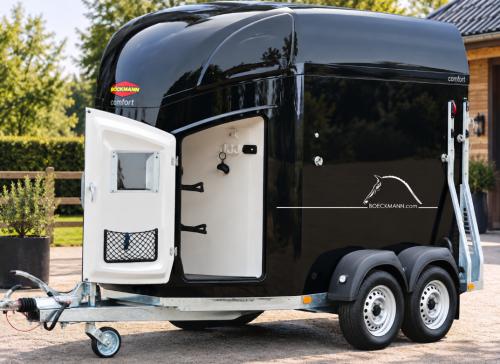 Paardentrailer Bockmann Comfort 2 paards + zadelkamer. Zwart