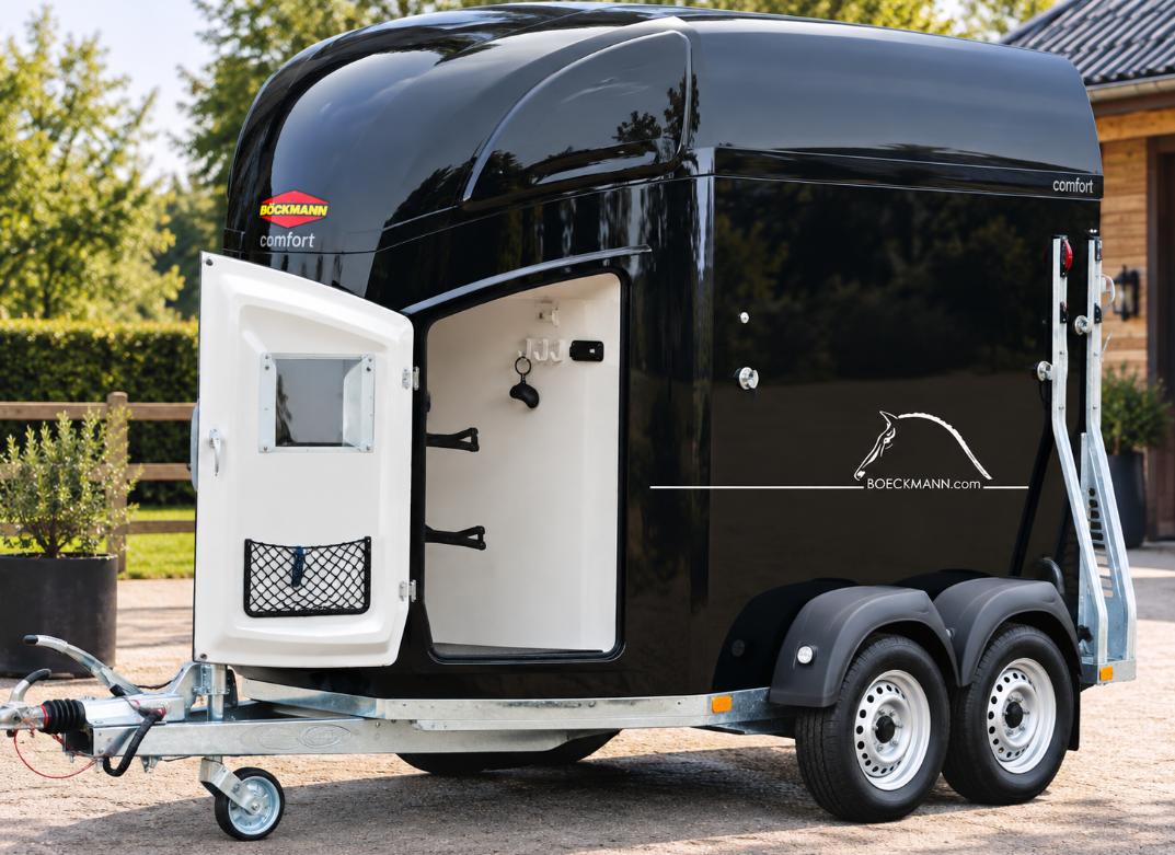 Paardentrailer Bockmann Comfort 2 paards + zadelkamer. Zwart