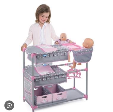 Poppencommode grijs/roze