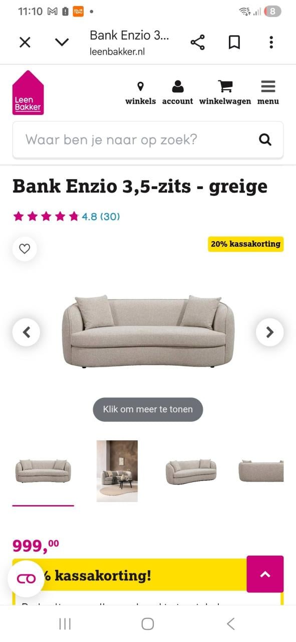 3,5 zits bank z.g.a.n. kleur grijs/beige