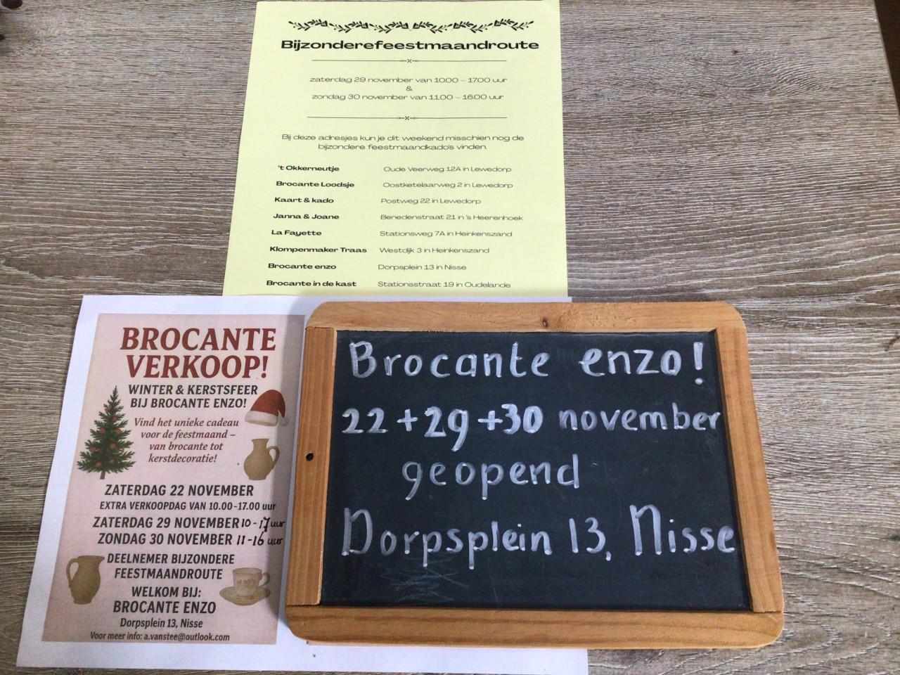 Brocante verkoopdagen, 22, 29 & 30 november