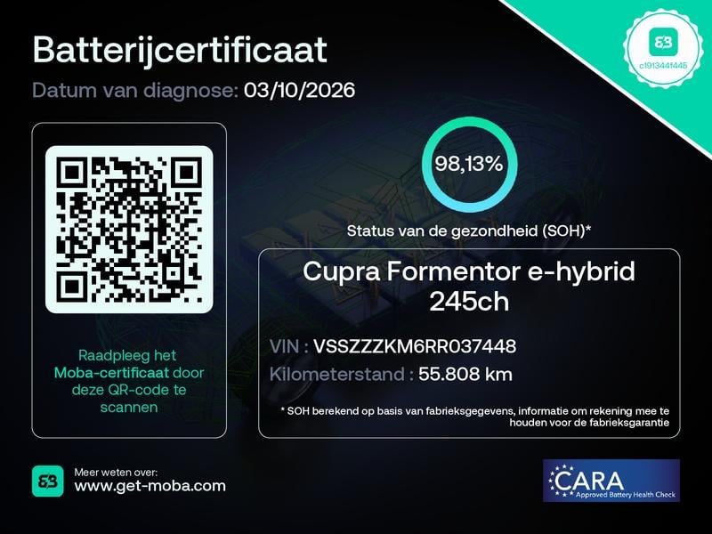 Cupra Formentor 1.4 e-hybride vz performance 245 pk | soh 98.13% | trekhaak