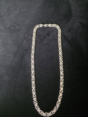 Zilvere platte konings ketting