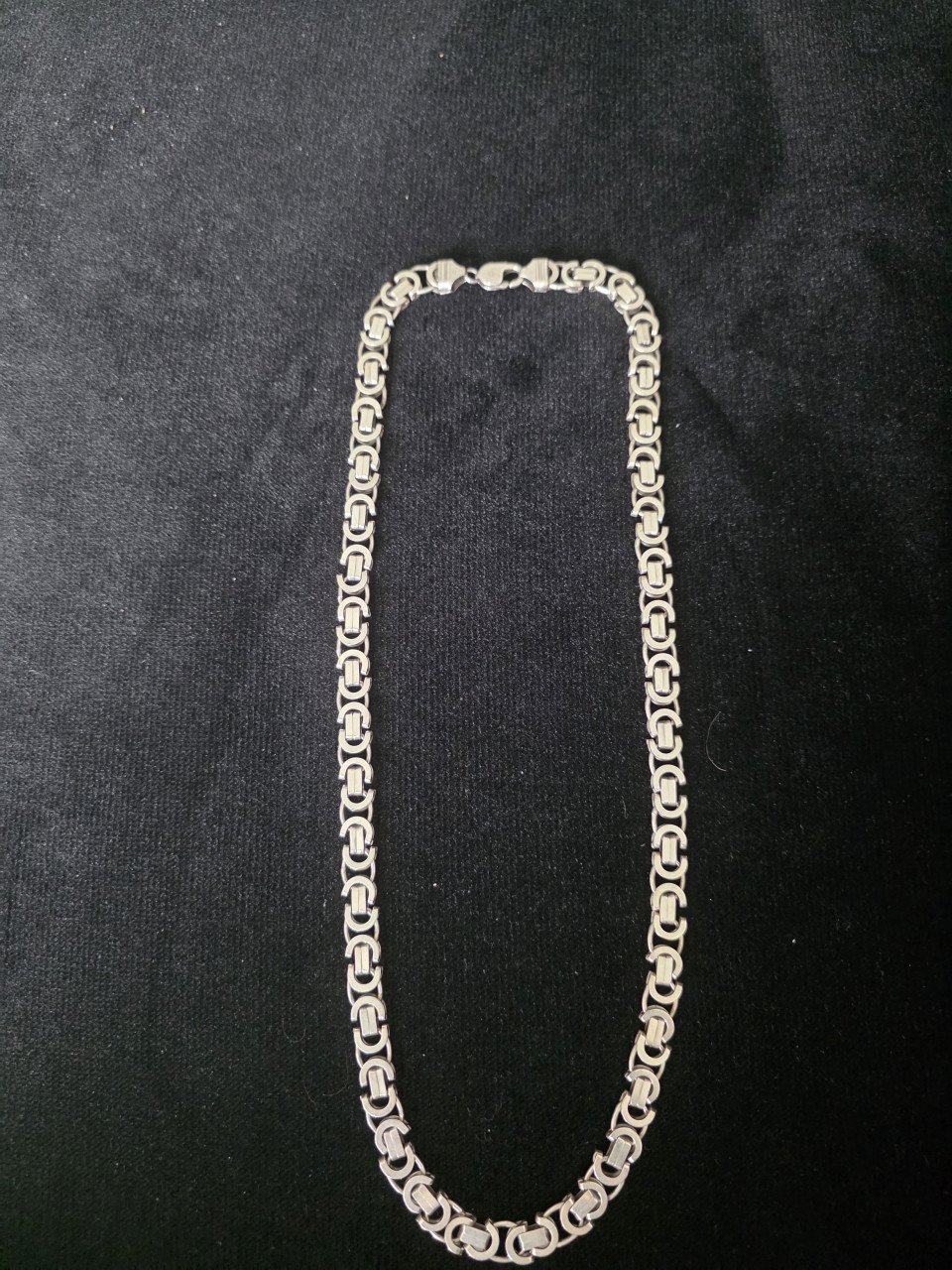 Zilvere platte konings ketting