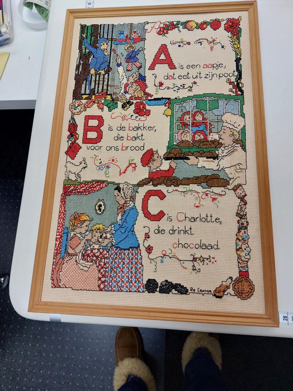 Ingelijst borduurwek