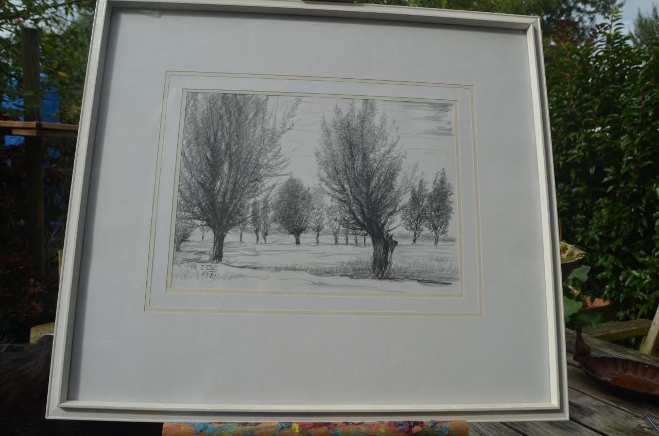 9 x Hendrik Voskuijl (1893 - 1980) potloodtek. bomen (1) o.a. Slenaken