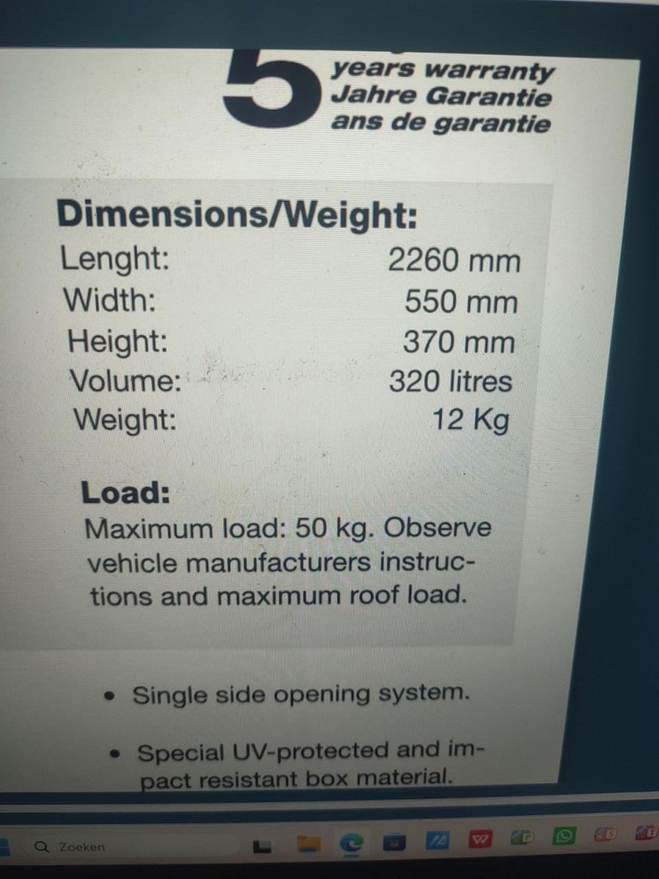 Dakkoffer inclusief dakdragers