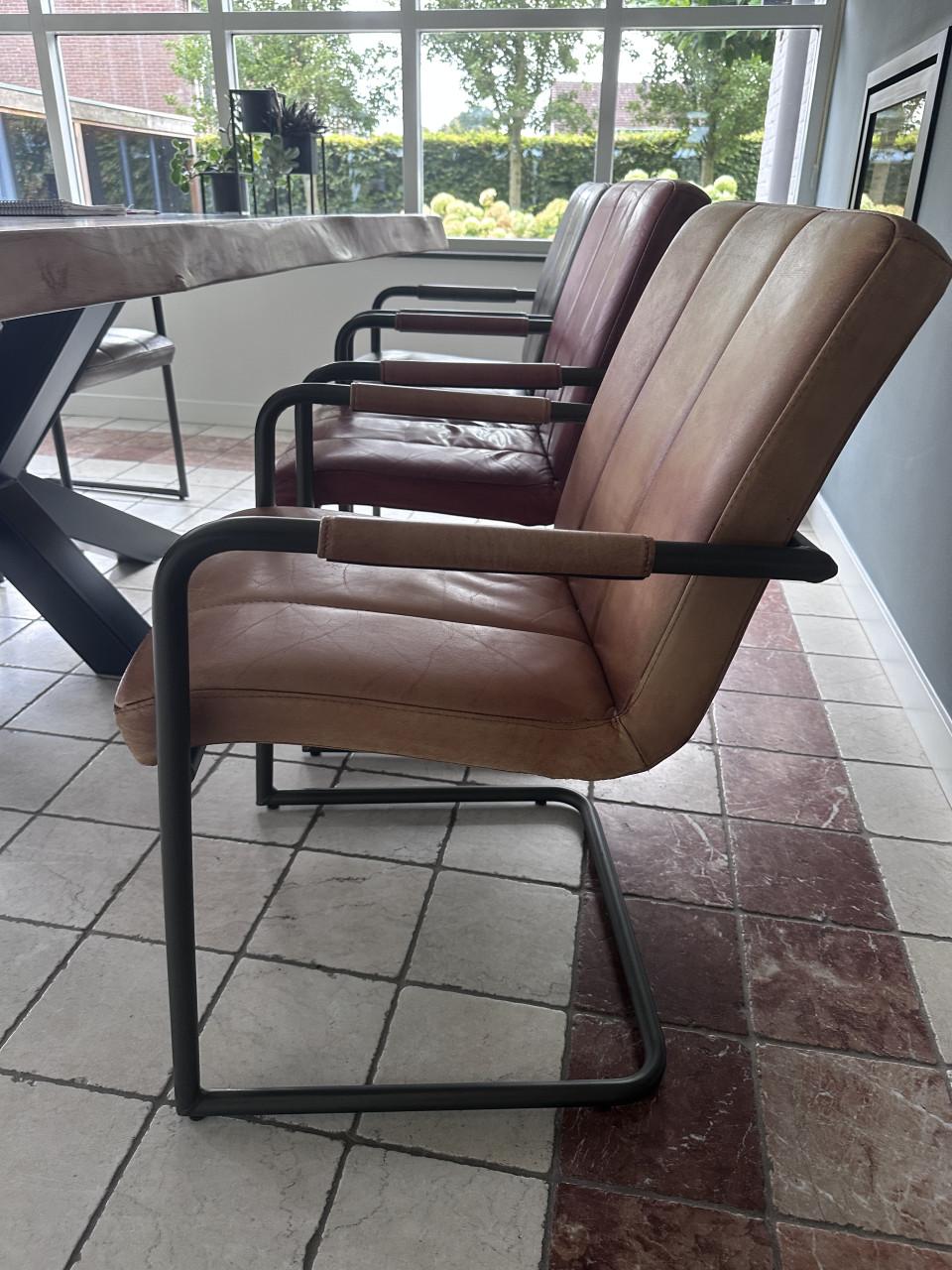 Leren eetkamerstoelen 6 stuks