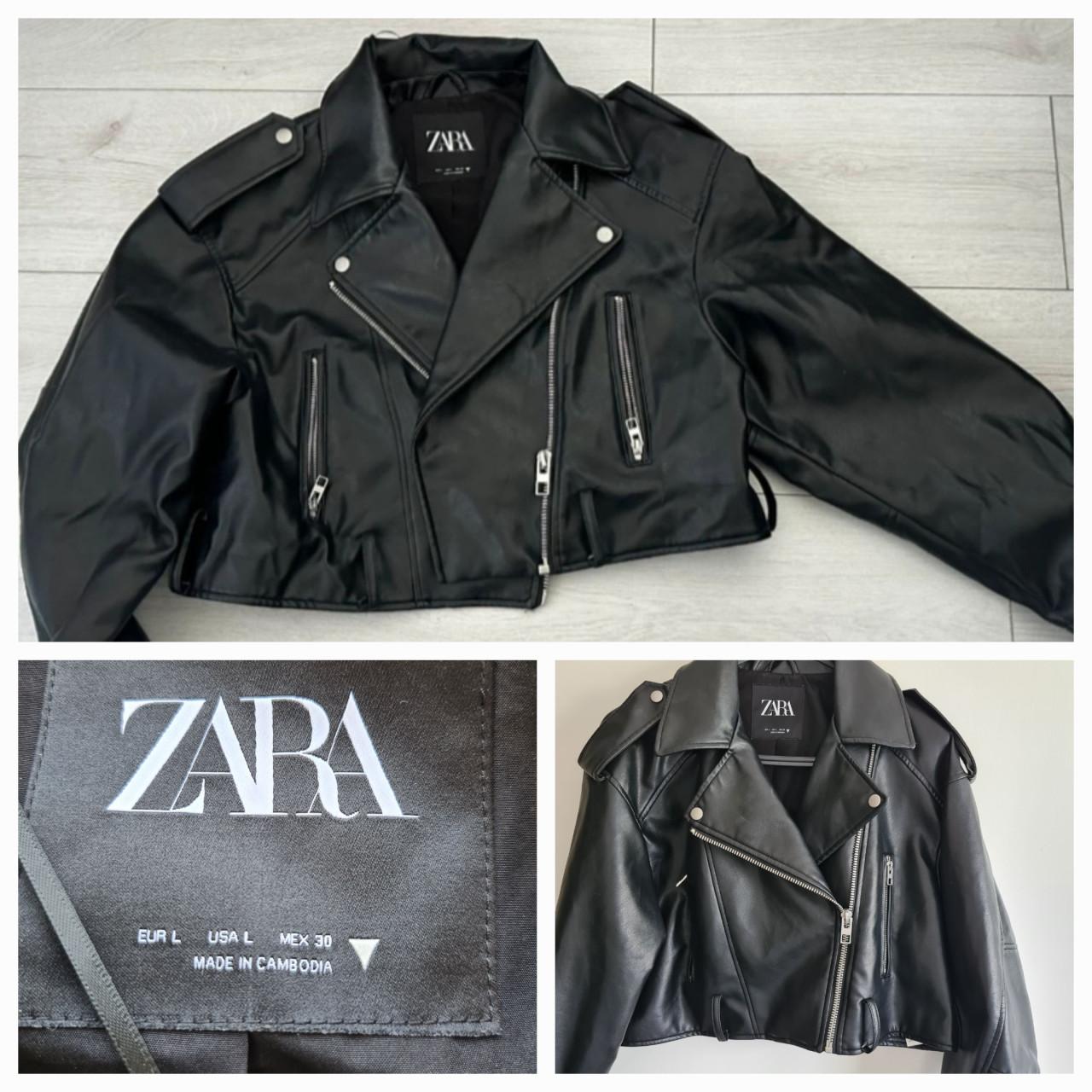 Zara zwart leer bikerjasje Maat L