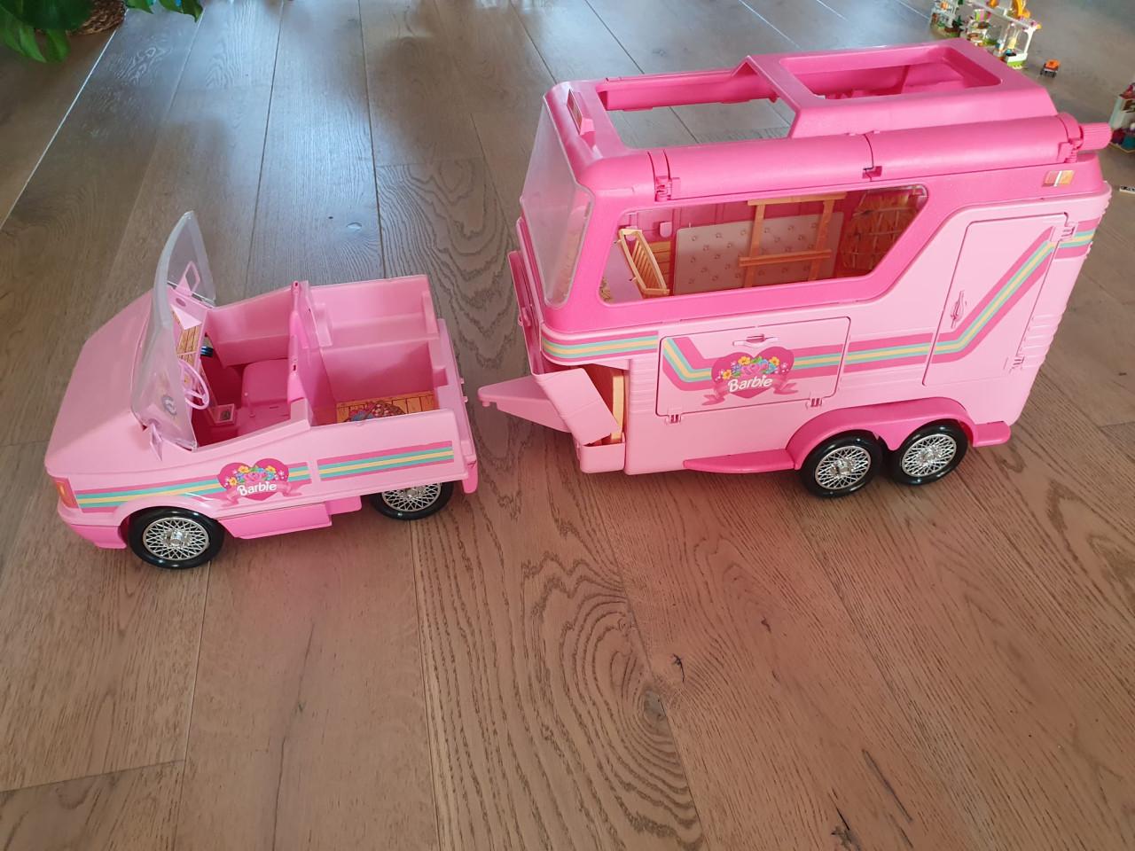 (vintage) Barbie auto met paardentrailer